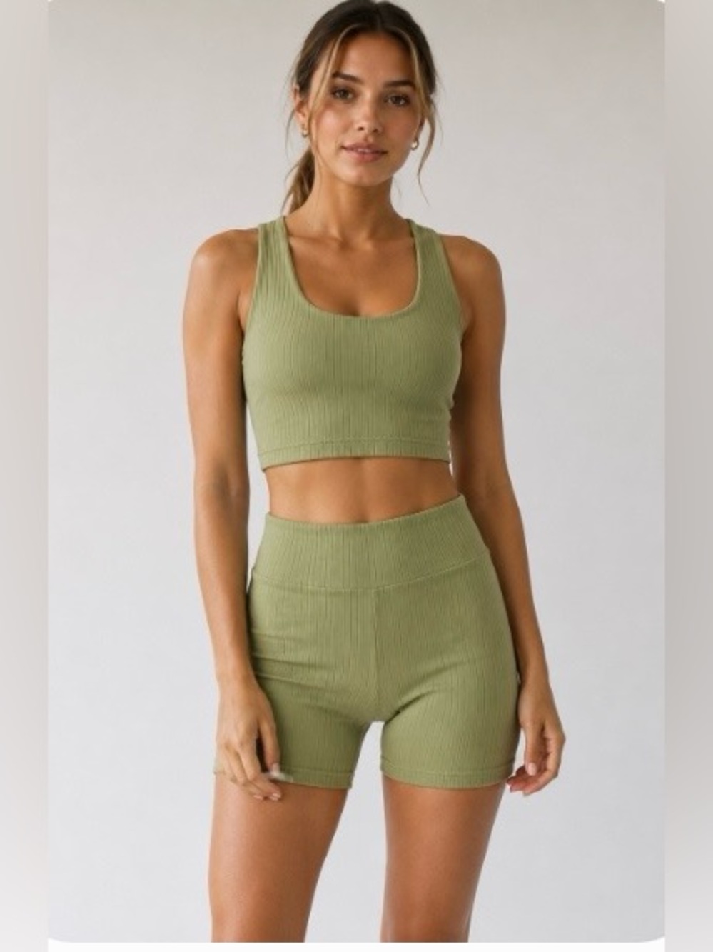 Rhythm Apple Ribbed Activewear Set XL Matching Lounge Biker Shorts